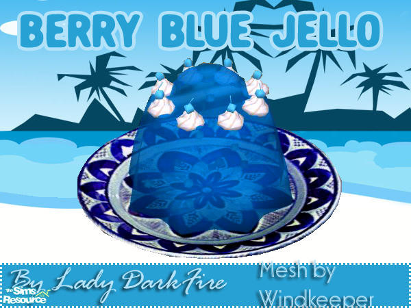 Sims 2 — Decor Berry Blue Jello - Full Serving by Lady Darkfire — A recolour of gelatin using Windkeeper's fake 'gelatin'