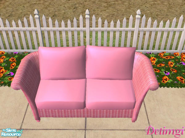 Sims 2 — Summer Garden Collection Pink - Loveseat by TSR Archive — Recolor of shtinky's bijoux loveseat