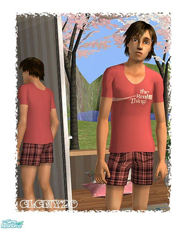 Sims 2 — Coca Cola PJ's For Teen Boys by clcny20 — A red t-shirt with the Coca-Cola logo on the front, matched with silky
