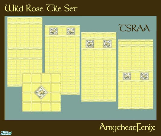 Sims 2 — Wild Rose Tile Set by amythestfenix — An inexpensive tile set for your sim kitchens and baths requested by