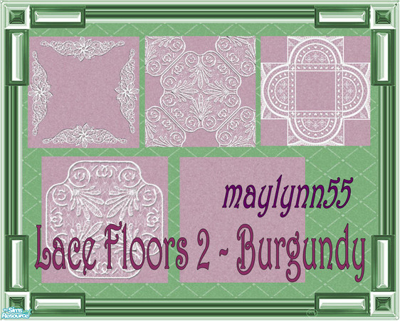 Sims 2 — Lace Floors 2 ~ Burgundy by maylynn55 — This set consists of 4 carpets and 1 linoleum floor in burgundy. Made by