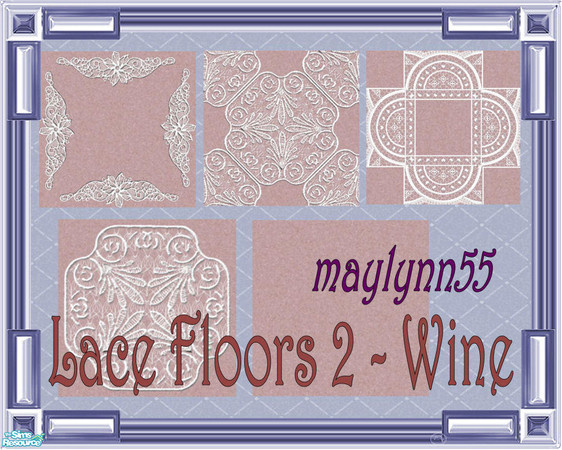 Sims 2 — Lace Floors 2 ~ Wine by maylynn55 — This set consists of 4 carpets and 1 linoleum in wine. Made by MayLynn55 -