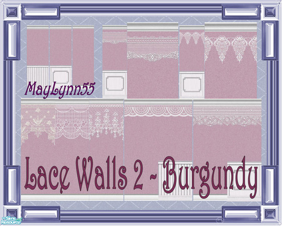 Sims 2 — Lace Walls 2 ~ Burgundy by maylynn55 — This set consists of 14 walls in the burgundy color. Made by MayLynn55 -