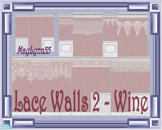 Sims 2 — Lace Walls 2 ~ Wine by maylynn55 — This set considts of 14 walls in the color wine. Made by MayLynn55 -