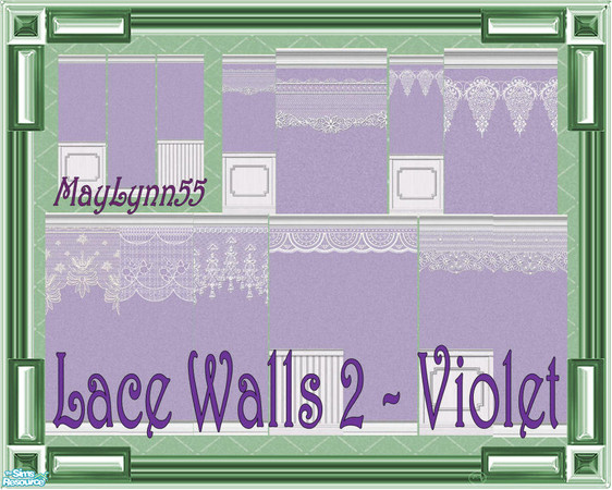 Sims 2 — Lace Walls 2 ~ Violet by maylynn55 — This set consists if 14 different walls in the color violet. Made by