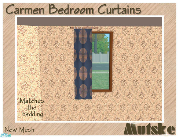 Sims 2 — Curtain - Short Left by Mutske — Set of curtains, they use the texture from all your bedding.