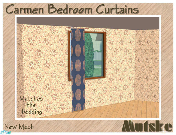 Sims 2 — Curtain - Long Left Diagonal by Mutske — Set of curtains, they use the texture from all your bedding.