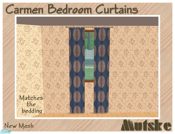 Sims 2 — Curtain - Long by Mutske — Set of curtains, they use the texture from all your bedding.