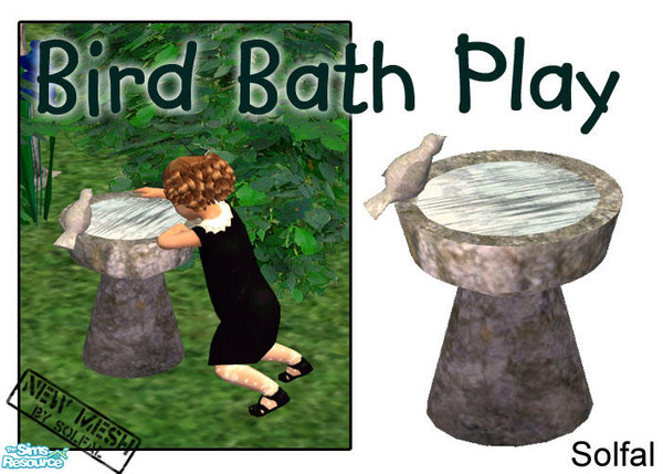 Sims 2 — BirdBathPlay Mesh by solfal — Decorative sculpture with animated water. I bet your sim toddlers will love it!