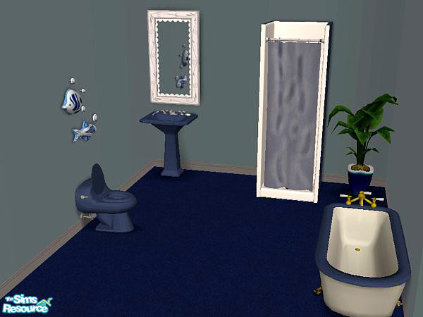 Sims 2 — Midnight Blue Bathroom by munchkin_brat — Bathroom set in Midnight Blue color from my Earthy Walls Set. 