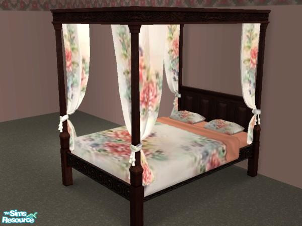 Sims 2 — Roses Collection in Oak - Bedding Rose 4 by munchkin_brat — Bedding that matches rose collection oak bed frame