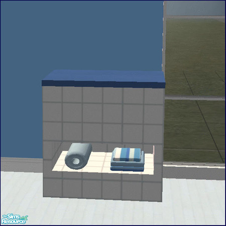 Sims 2 — Skye Bathroom  - Counter with Towels by Chezzie — Recolor of Mango-Sims Abala Bathroom in shades of blue.