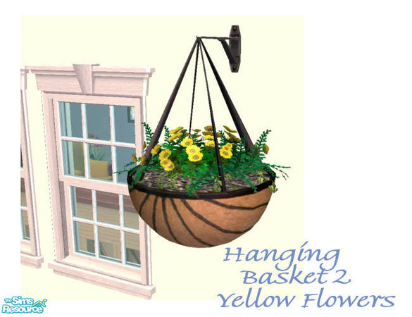Sims 2 — Hanging Basket 2 - Yellow Flowers by Shakeshaft — Part of a New Mesh set of Hanging Baskets, set includes Mesh