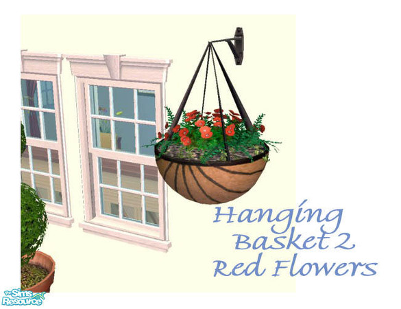 Sims 2 — Hanging Basket  2 - Red Flowers by Shakeshaft — Part of a New Mesh set of Hanging Baskets, set includes Mesh and