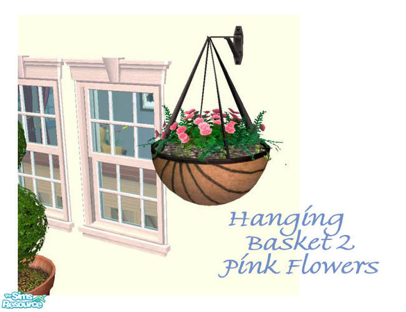 Sims 2 — Hanging Basket 2 - Pink Flowers by Shakeshaft — Part of a New Mesh set of Hanging Baskets, set includes Mesh and