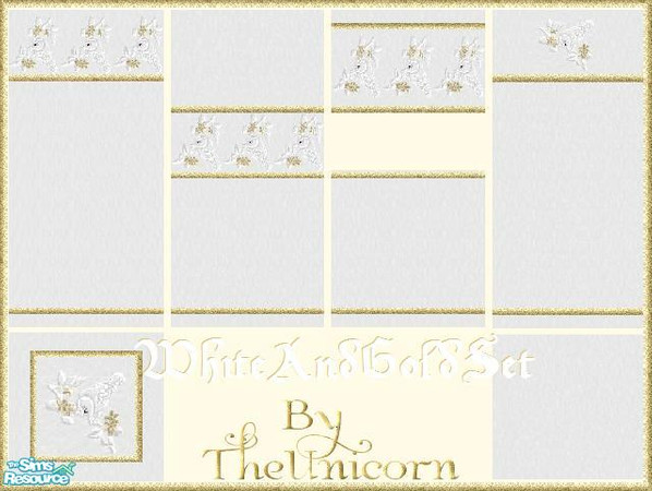 Sims 2 — RomanticWhiteAndGoldWlFlSet by The_Unicorn — -