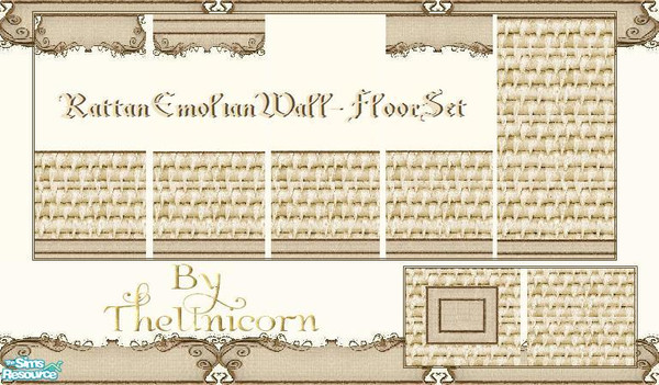 Sims 2 — RattanEmolianWall-FloorSet by The_Unicorn — Beautiful Wall-Floor Set for your Medieval or Acient Houses, Farms