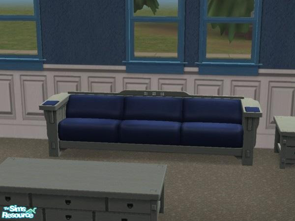 Sims 2 — Teal Blue Maxis Mission - Sofa by abbieken888 — Maxis Mission Sofa recoloured in a pale teal gray