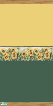 Sims 2 — Summer Sunflowers  Dark Wall by socgrrrl725 — Two tone paint in gold and dark green with Sunflower cutout
