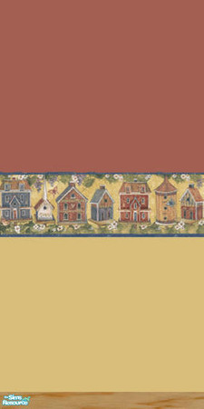 Sims 2 — Birdhouses Border Brick by socgrrrl725 — Two tone paint with a border of birdhouses. Coordinating tile also