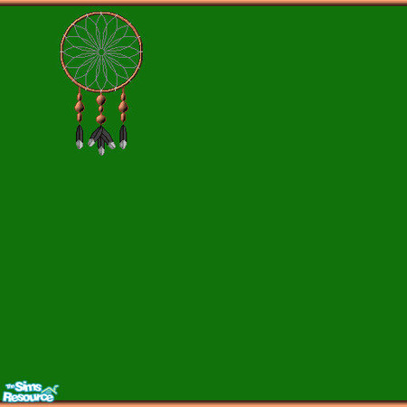 Sims 2 — DreamCatcher Green by Arduinna — Green Wallpaper with matching one with a dreamcatcher on it