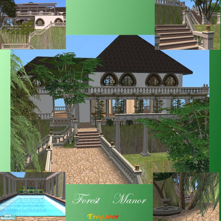 Sims 2 — Forest Manor by Trogador — A nice house in a forest setting. Has 2 bedrooms and 1 bathroom with some room to add