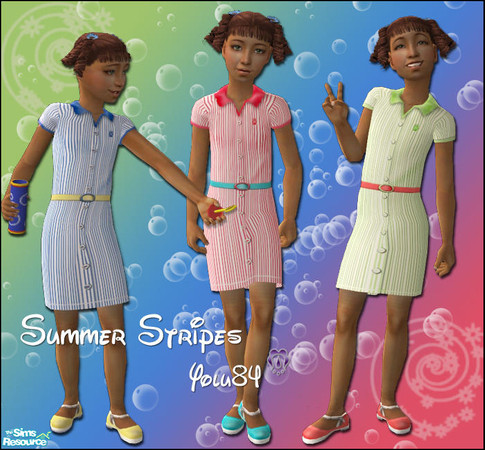 Sims 2 — Summer Stripes for Girls - Yolu84 by Yolu84 — Three colourful Ralph Lauren-based dresses for your stylish little