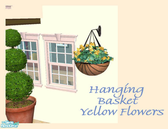Sims 2 — Hanging Basket - Yellow Flowers by Shakeshaft — Part of a New Mesh set of Hanging Baskets, set includes mesh and