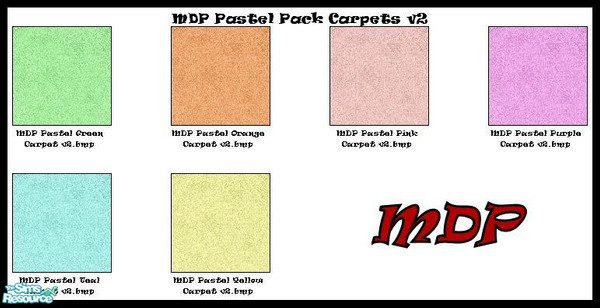 Sims 2 — MDP Pastel Pack Carpets v2 by MelandStv — There are 6 colourful carpets in this set. Part of my Pastel Pack. If