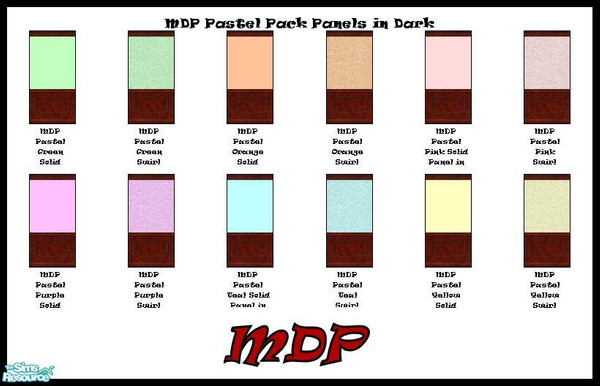 Sims 2 — MDP Pastel Pack Panels in Dark by MelandStv — There are 12 colourful walls in this set. They are part of my
