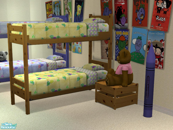Sims 2 — Bunk bed Yellow - #314291 by DOT — Crayon Colors. Bunk bed Yellow. Bunkbeds (top bunk decoration) and coffee