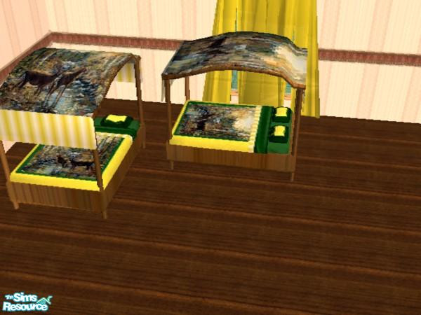 Sims 2 — Oak Bedroom Set - Bed and Bedding by ead425 — 