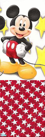 Sims 2 — Stars and Mickey Mouse - Playroom 2 by Lorah — Red, blue, yellow, white, black, stars, children.