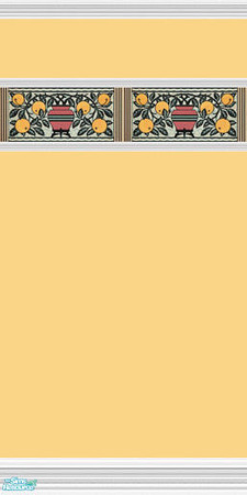 Sims 2 — Orange Plant 3 - gm by gatomurphy — An Art Nouveau style wallpaper with white trim. There are 3 other