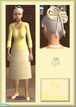 Sims 2 — Lemon Gran by minicart — A lovely lemon outfit for Granny and comes complete with matching hair thingy!