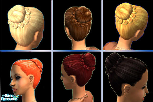 Sims 2 — "Elegance" Hairstyle by starrynight23 — Beautiful, formal updo. Comes in six colors. Please don't