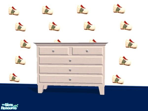 Sims 2 — England world cup bedroom - Draws by fizz bomb — White draws with football handles part of set