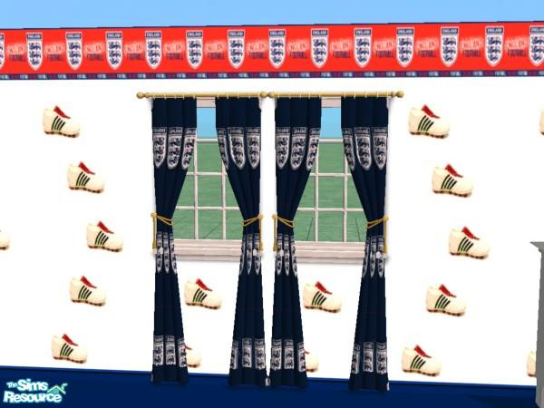 Sims 2 — England world cup bedroom - Blue Curtain by fizz bomb — Curtains with england motiff in blue part of set