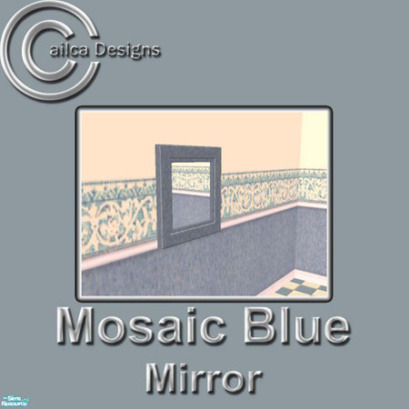 Sims 2 — Mosaic Blue Bathroom Suite - Mirror by Cailca — A Bathroom suite in a Blue Mosaic detail, matching Walls and