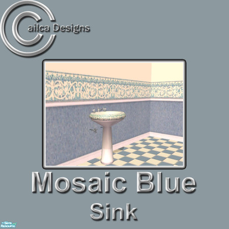 Sims 2 — Mosaic Blue Bathroom Suite - Sink by Cailca — A Bathroom suite in a Blue Mosaic detail, matching Walls and