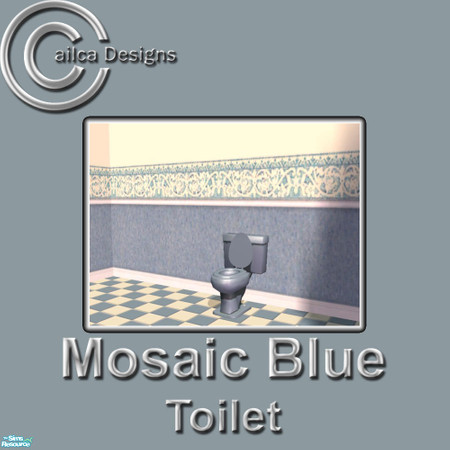 Sims 2 — Mosaic Blue Bathroom Suite - Toilet by Cailca — A Bathroom suite in a Blue Mosaic detail, matching Walls and