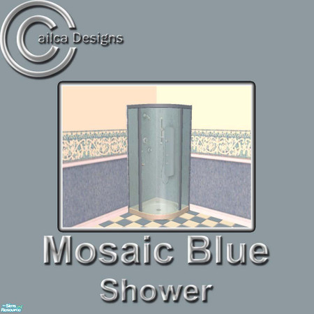 Sims 2 — Mosaic Blue Bathroom Suite - Shower by Cailca — A Bathroom suite in a Blue Mosaic detail, matching Walls and