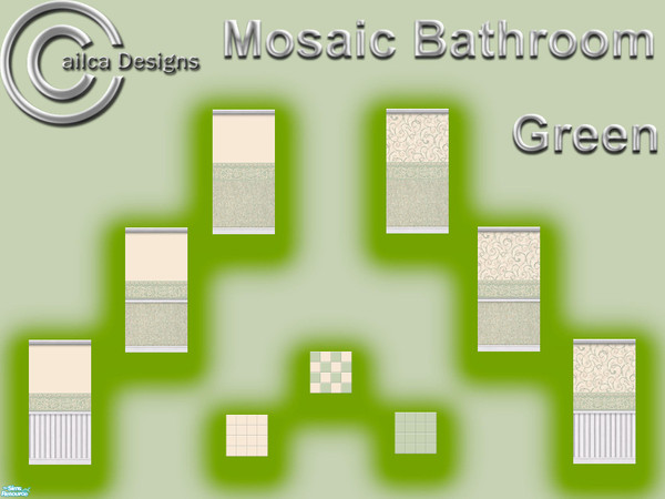 Sims 2 — Mosaic Green Bathroom by Cailca — A Wall and floor set for you bathroom in a Green Mosaic detail, matching