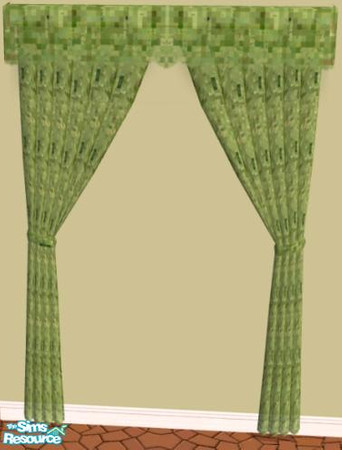 Sims 2 — NK Mahagony Green LR - Curtain by MoMama — A sheer curtain to protect your Sims from the glare of their own