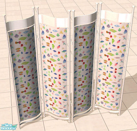 Sims 2 — She Sells Seashells Screen by TKayO — Many bathroom items with a seashell theme. Set includes 7 walls and