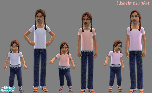 Sims 2 — Sisters by Lisasimpsonfan — Three sets of matching outfits for Big Sisters and Little Sisters. Outfits include