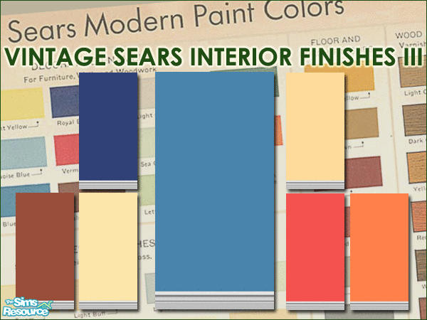 Sims 2 — Vintage Sears Interior Finishes III by h3psibah — Inexpensive paint with baseboard. These colors are from an