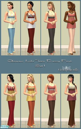 Sims 2 — Glamour Life Teen Dressy Pant - Set 1  by GrayDragonfly — First part of a two part set. This set includes 8