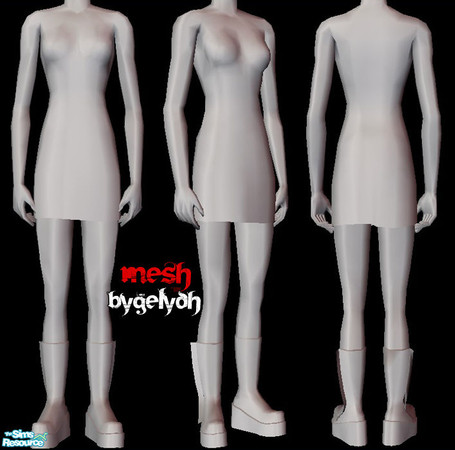 Sims 2 — MESH - Cyber Boots for Adult Females (REA16) by gelydh — New cyber-goth dress mesh with platform boots for adult