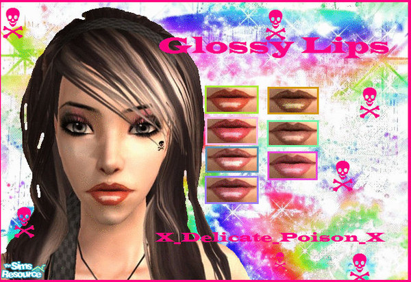 Sims 2 — Glossy Lips by X_Delicate_Poison_X — This Set of Glossy Lips comes in 7 Shades and they are each glossy and